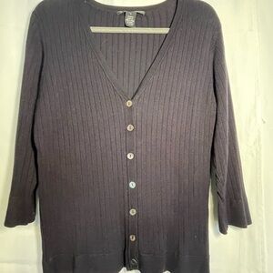 89th & Madison Women's Ribbed Cardigan - Black